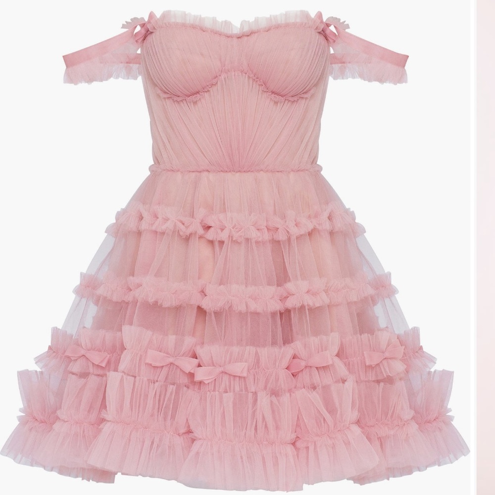 Pink Ruffled Tulle Dress